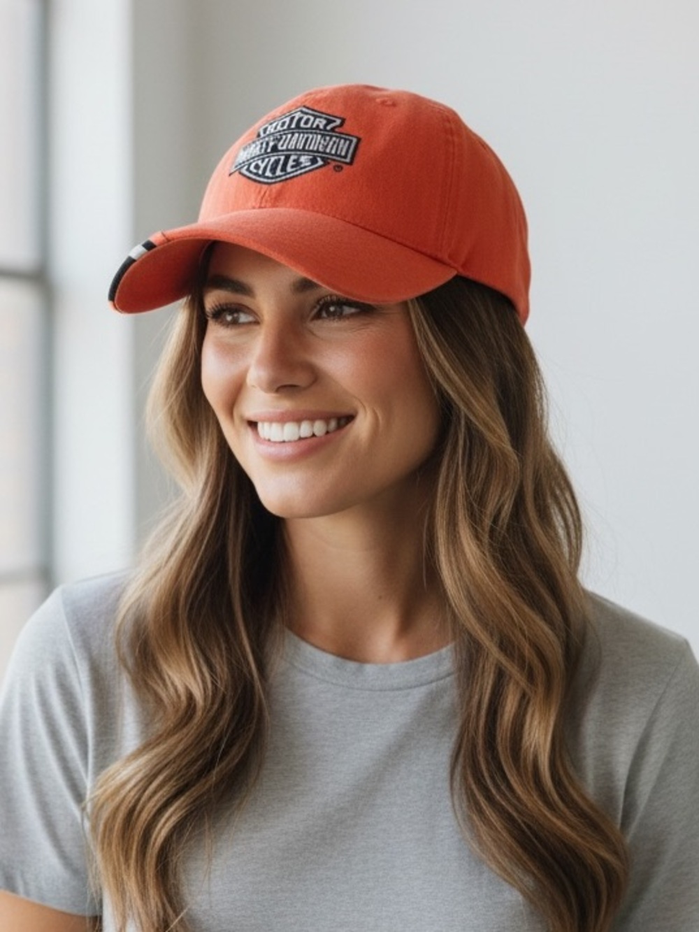 Harley-Davidson Coral Orange Logo Cap for Women